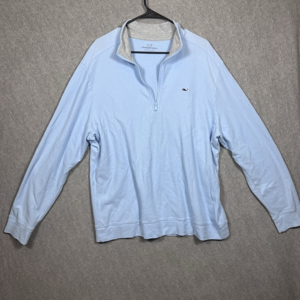 VINEYARD VINES Men's 1/4 Zip Broadfield Knit Shirt Size XL Jake Blue